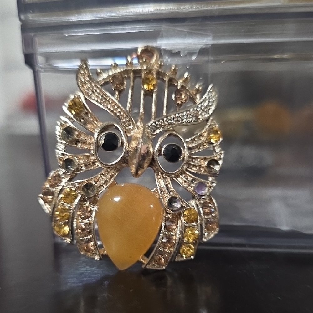 Gold and Yellow Owl Pendent